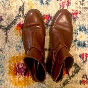 Brown leather boots